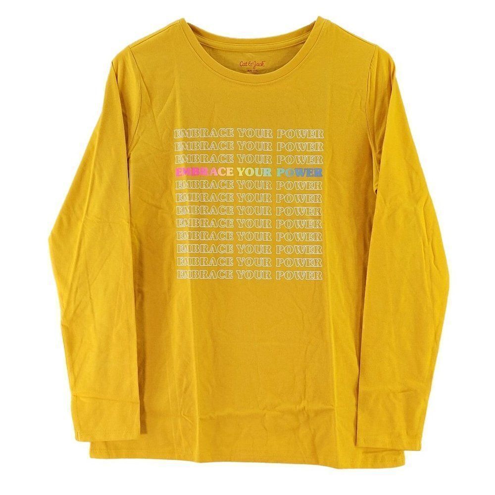 Cat & Jack White "Embrace Your Power" Long Sleeve Graphic T-Shirt Sz XXL